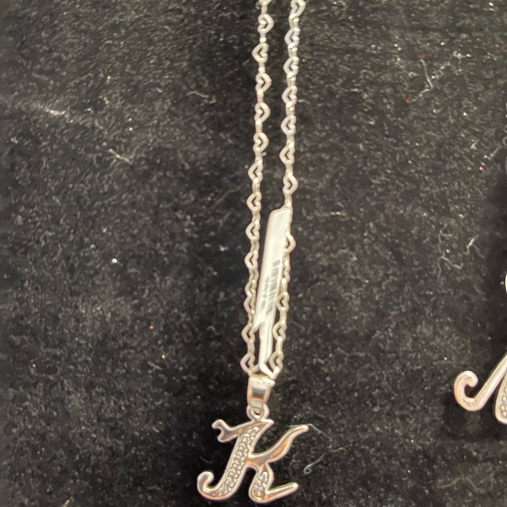 K letter on 925 hearted necklace